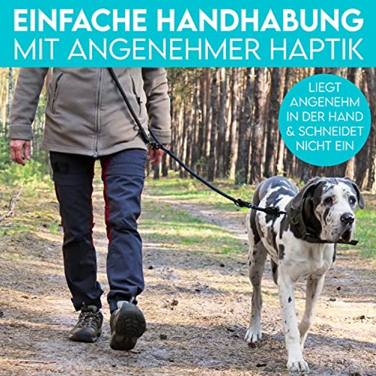 HUND IST KÖNIG® Hundeleine verstellbar 2,3m | Robuste Hunde Leine mit Sicherheitskarabiner | 3-Fach verstellbar für mittelgroße & große Hunde Schwarz – Bild 2