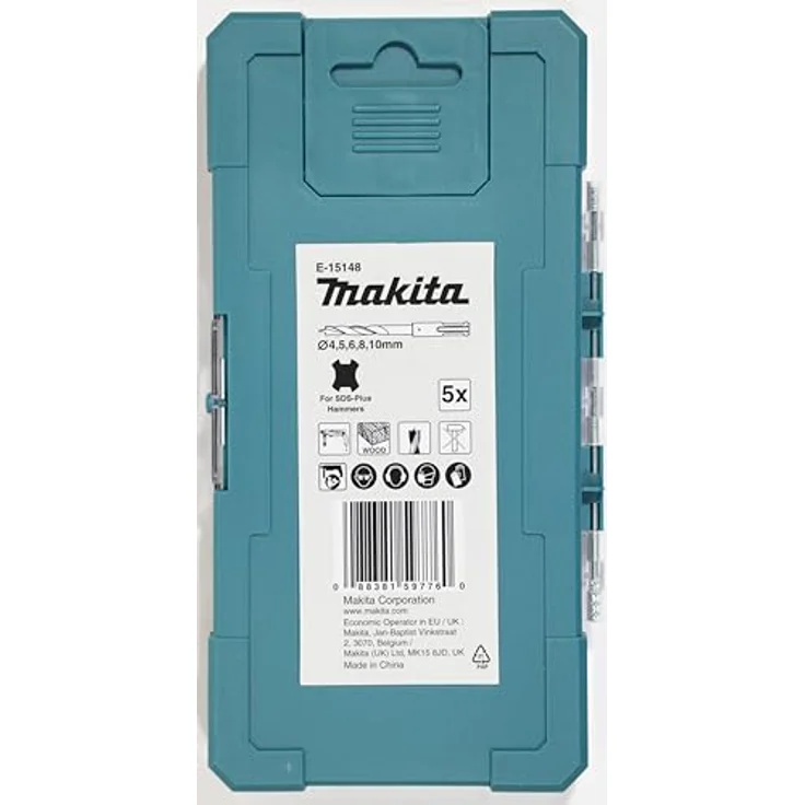 Makita SDS-plus Holzbohrer Set 5 tlg., geeignet zum Bohren von Holz, inklusive Bohrergrößen 4-10 mm in Kunststoffbox – Bild 3