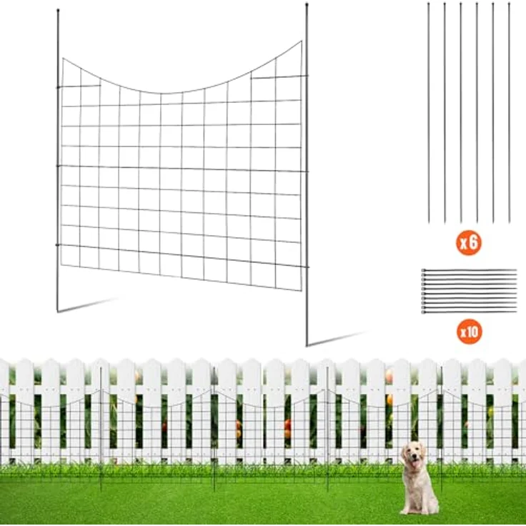 VEVOR 5er-Set Dekorativer Gartenzaun, 75x93cm Metallzaun aus Kohlenstoffstahl, Schwarz, inkl. Befestigungsmaterial, langlebig und einfach zu installieren – Bild 1