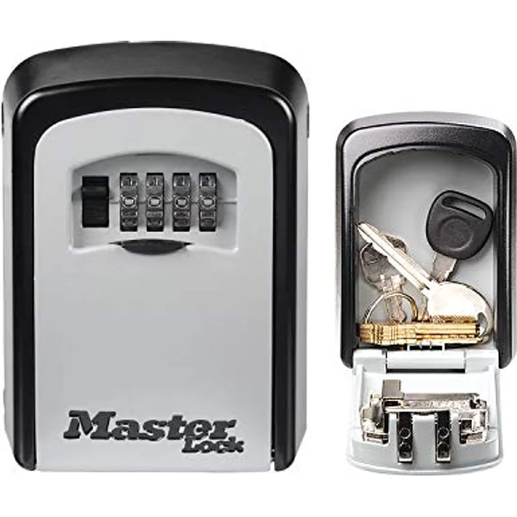 MASTER LOCK Schlüsseltresor [Medium] [Wandhalterung] [Zahlencode] - 5401EURD - Schlüsselsafe, Schwarz und Silber – Bild 1