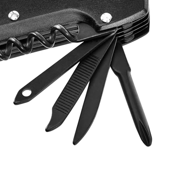 Amazon Basics 15-in-1-Multifunktions-Taschenmesser, robustes Edelstahl-Multitool mit Nylon-Tasche, Schwarz – Bild 2
