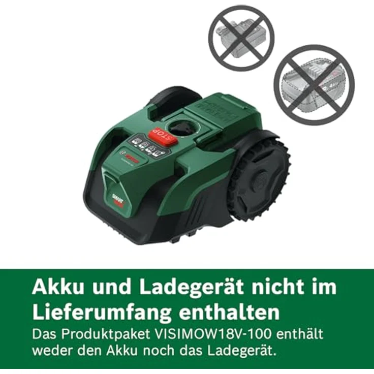 Bosch Mähroboter VisiMow 18V-100 Solo, intelligenter Rasenmäher für Flächen bis 100 m² mit SpotMow-Funktion und einstellbarer Schnitthöhe 20 mm - 60 mm – Bild 3