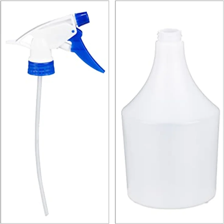 Sprühflasche Pflanzen, 3er Set, einstellbare Düse, 1 Liter, mit Skala, Kunststoff, Blumensprüher, weiß-blau – Bild 6