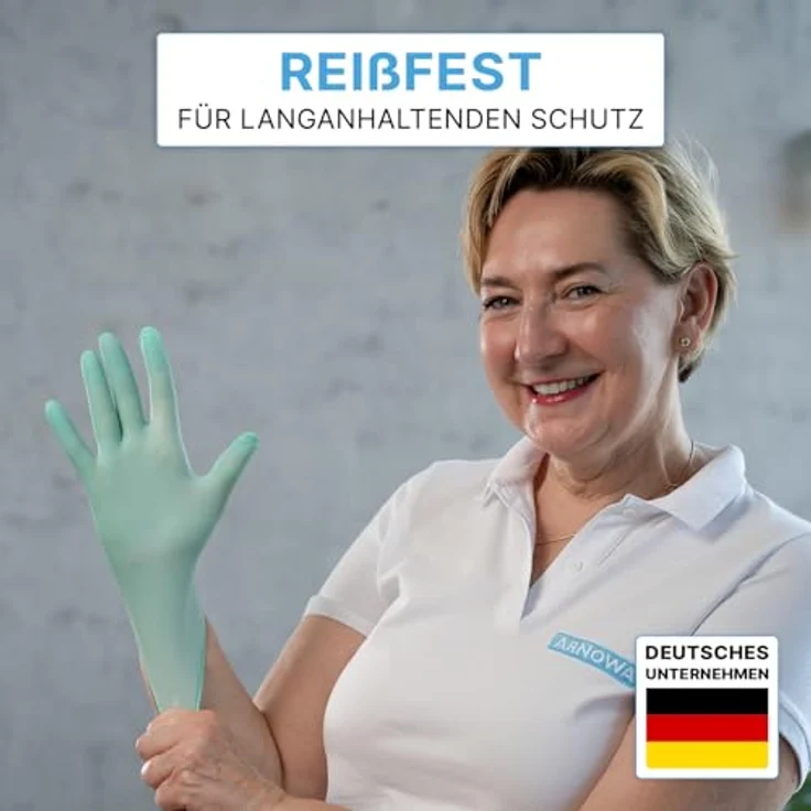 ARNOMED Einweghandschuhe Grün, 500 Stk (5x100), XL Nitril, puderfrei, hautfreundlich, lebensmittelecht, reißfest, ideal für Hygiene- & Reinigungsarbeiten – Bild 3