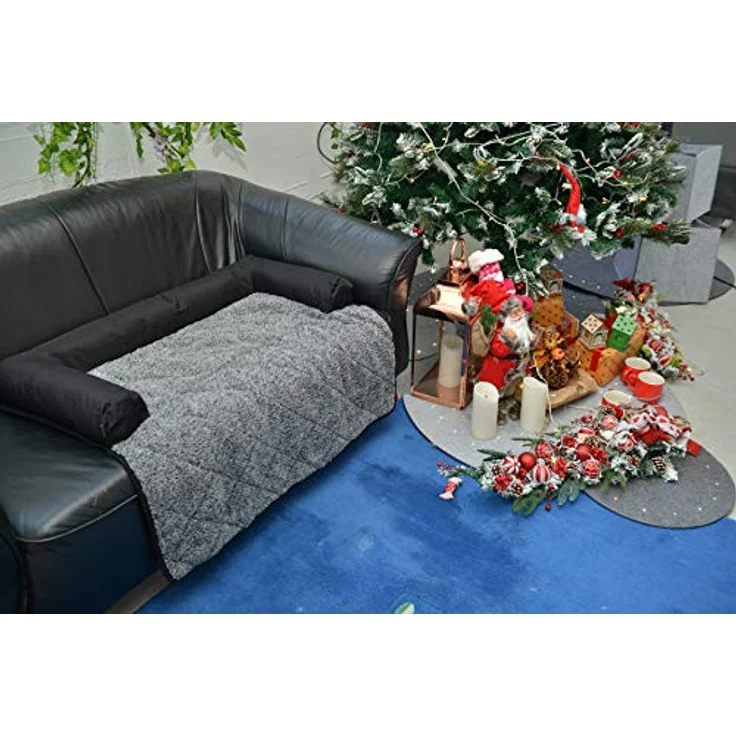 RAIKOU Hundebett Couch, Antirutsch Beschichtung, Waschbare Hundedecke für große Hunde, grau 90x90 cm mit Reißverschluss und Kofferraumschutz – Bild 5