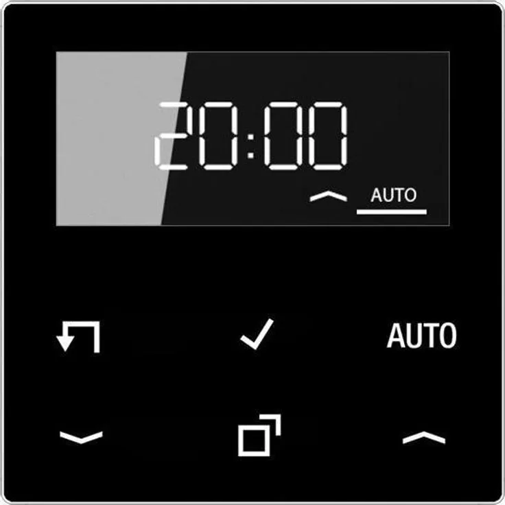 JUNG Zeitschaltuhr Timer Standard Display A 1750 D SW mit Echtglasfront, Astrofunktion und programmierbaren Schaltzeiten