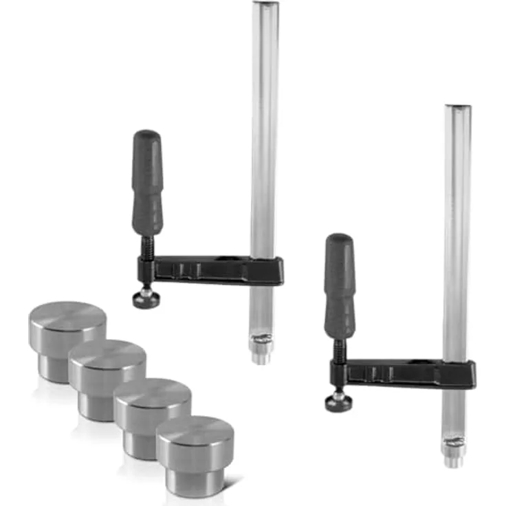 STAHLWERK Schweißtisch-Zubehör-Basic-Set, Spann- und Fixierhilfen für D22 Lochsystem mit 2 Schraubzwingen und 4 Spannbolzen, 7 Jahre Garantie