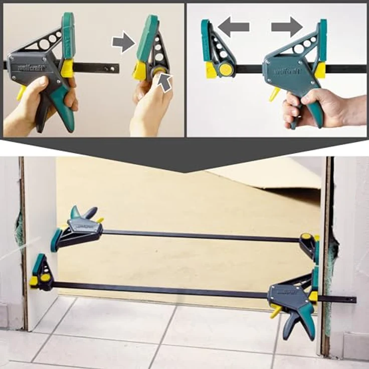 wolfcraft EHZ 100-300 Einhandzwinge PRO 3031000, Kraftvolle Zwinge zum professionellen Spannen von Werkstücken mit nur einer Hand, Spannkraft: 120 kg - Spannweite: 300 mm – Bild 6