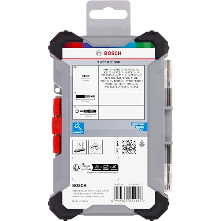 Bosch Accessories 2607012080, 50-teiliges Bit-Set, farbcodiert, S2-Stahl, inklusive magnetischem Schraubendrehergriff im robusten Koffer – Bild 4