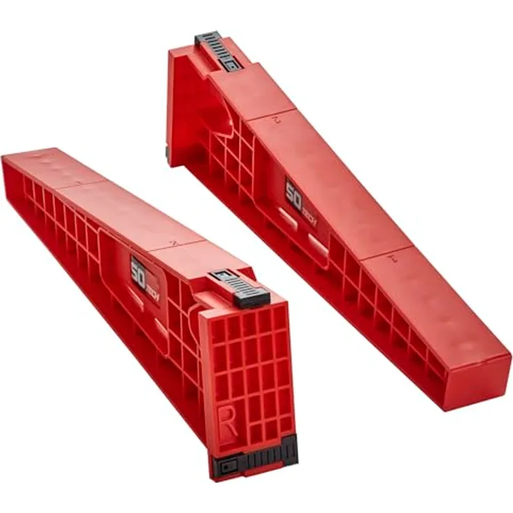 SO-TECH Montagehilfen für Schubladenauszüge, 1 Paar (links/rechts), 355 x 47,5 x 99,5 mm, rot, Einbauhilfe für Vollauszüge und Teilauszüge