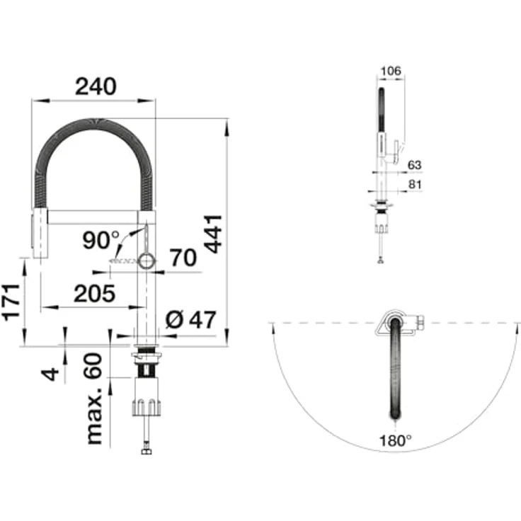 Blanco CULINA-S II Mini Sensor Küchenarmatur, Hochdruckarmatur in PVD steel mit Schlauchbrause und Doppelsensorik – Bild 4