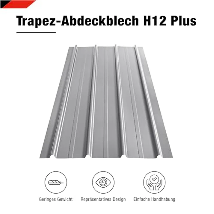BRAVO International SMART Cover Set H12 Plus, 12 x Trapez-Abdeckblech 125 x 45 cm, 6,75 m², Stärke 0,35 mm, inkl. Schrauben, Weißaluminium – Bild 4