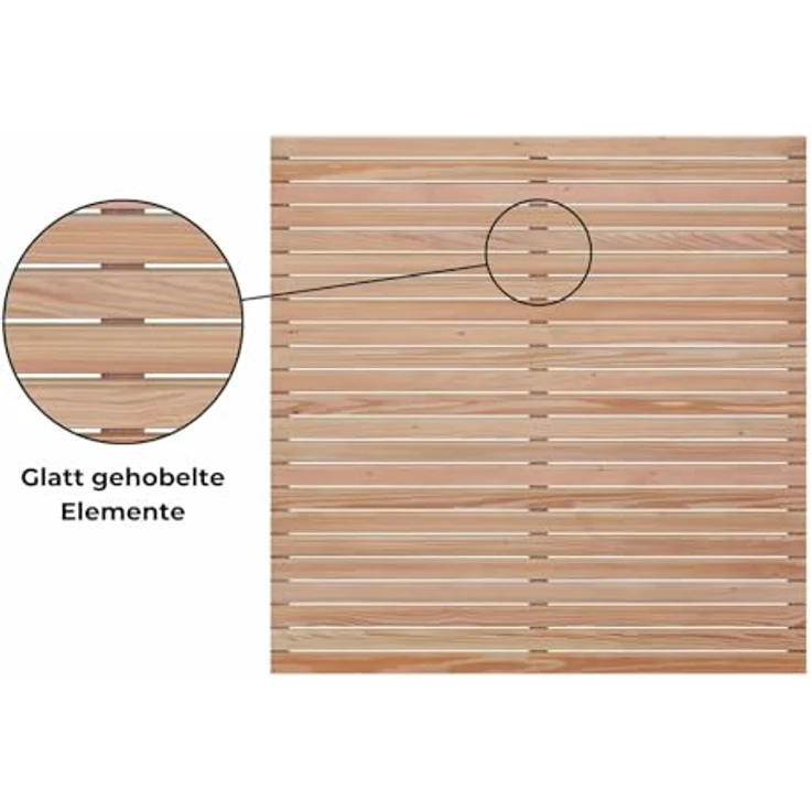 MEGA HOLZ Sichtschutzzaun Rhombus DIY, Lärche Natur, 180x180 cm, variabel in Höhe und Breite, stabile Lamellenstruktur – Bild 3