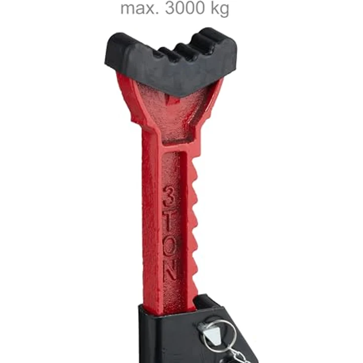 relaxdays Wagenheber Unterstellbock 2er Set, 3 Tonnen Traglast, max. Hubhöhe 42 cm, schwarz-rot, höhenverstellbar – Bild 5