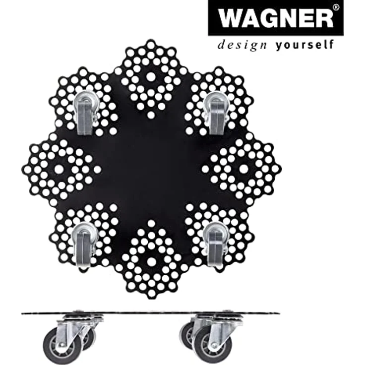 Wagner Pflanzenroller GH 0949, Schwarz Matt, 30 cm x 30 cm, mit Lochmuster und 100 kg Tragkraft, ideal für Balkon und Garten – Bild 6