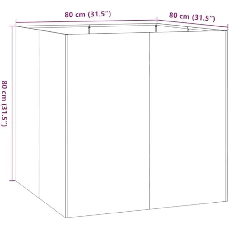 vidaXL Pflanzgefäß Anthrazit 80x80x80 cm Stahl, Pflanzschale mit viel Platz, erhöhte Stabilität und modernem Design – Bild 3