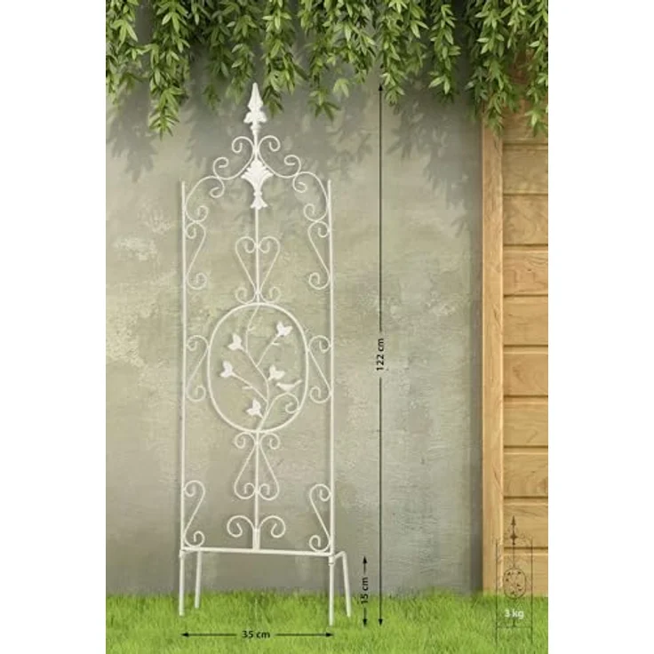 CLP 2er Set Pflanzen-Rankgitter Burgus Aus Eisen | Rankhilfe Für Kletterpflanzen Im Landhausstil, Farbe: Weiß – Bild 3