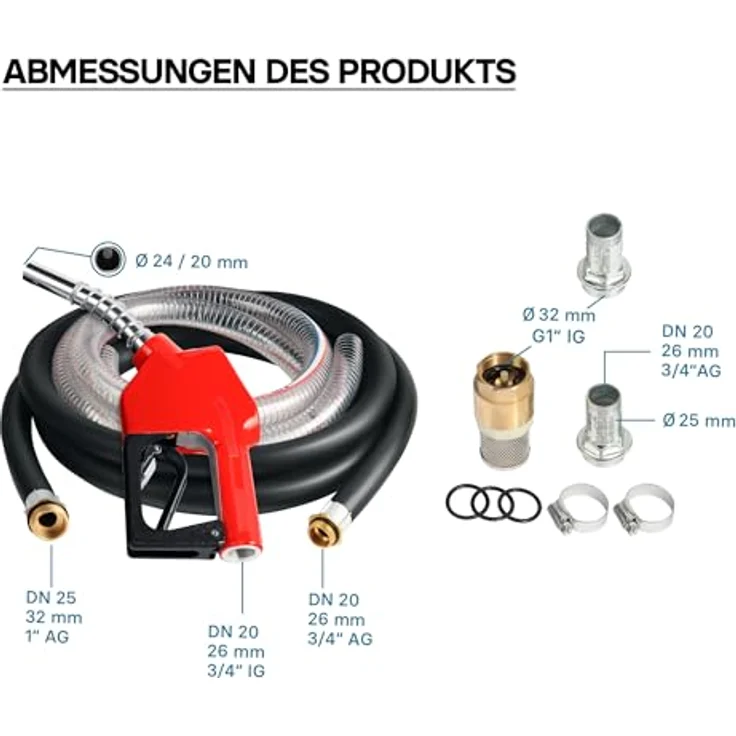 WilTec - Bio Dieselpumpe Heizölpumpe selbstansaugend 230V-750W 80l-min automatische Pistole Umfüllpumpe – Bild 10