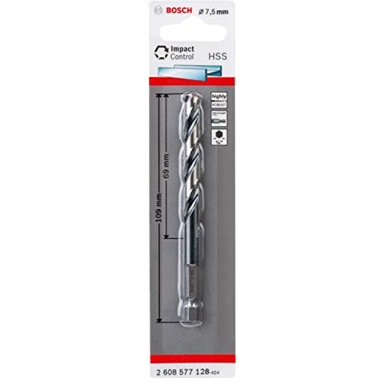 Bosch Accessories 2608577128 Metall-Spiralbohrer 7,50 mm, HSS mit oxidbeschichteter Spiralnut, kompatibel mit Sechskantschaftsystemen – Bild 1