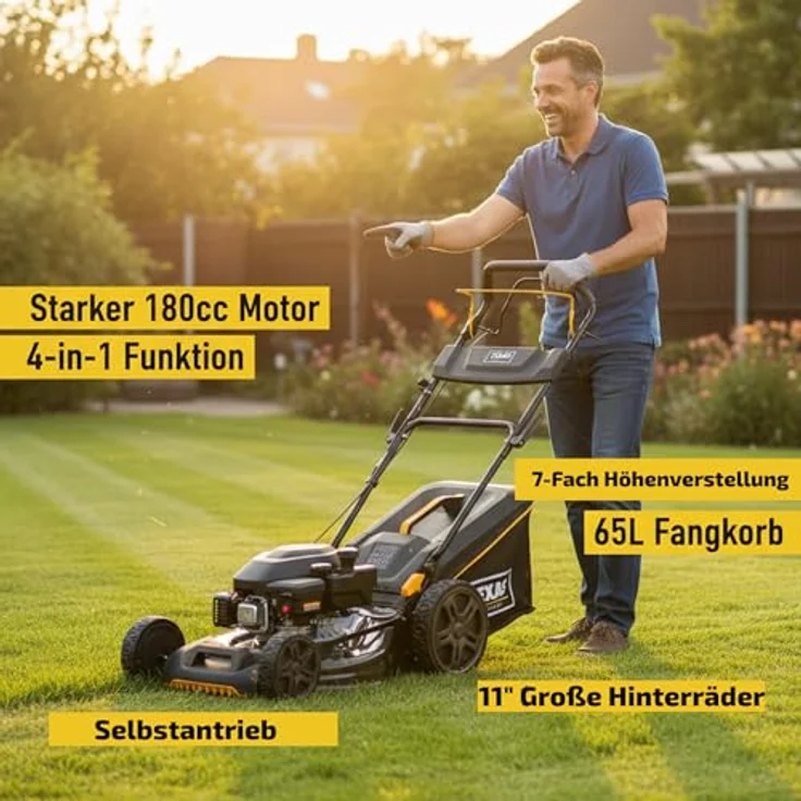Texas Benzin-Rasenmäher TPL 510TR W, 51 cm Schnittbreite, 3,6 kW Motorleistung, Radantrieb, 3-in-1-Mähsystem – Bild 2