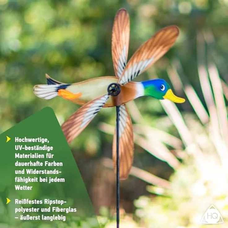 HQ HIGH QUALITY DESIGN Windspiration Paddle Spinner, UV-beständiges und wetterfestes Windspiel Deko für Garten, Terrasse und Balkon mit Standstab (Hummingbird) – Bild 4