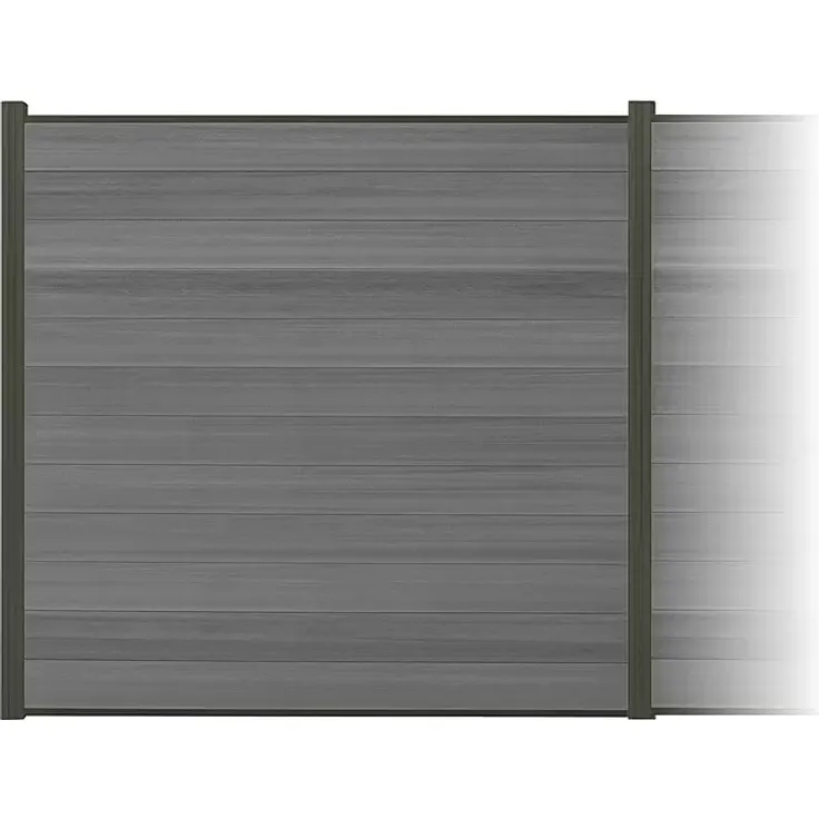 Elephant Steckzaun Cora Line, Sichtschutzzaun für 4 Zaunfelder (740 x 180 cm), grau/anthrazit, co-extrudiertes WPC mit pulverbeschichteten Aluminium-Pfosten