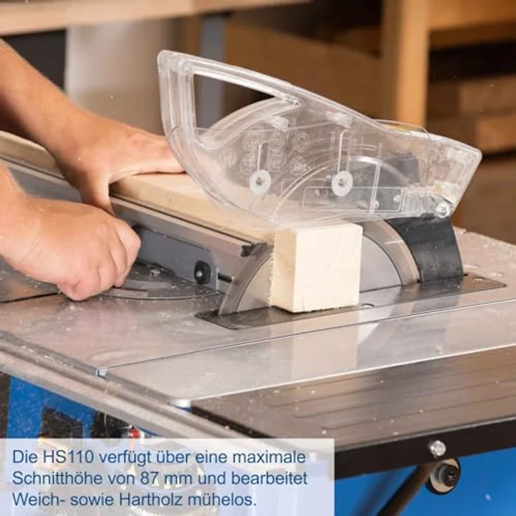 Scheppach HS110S, Tischkreissäge mit 2000 Watt Motor, 254 mm Sägeblatt, stufenlos verstellbar, Gehrungsanschlag -60° bis +60° – Bild 10
