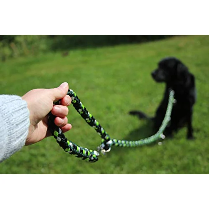 Hundeleine geflochten für größere und große Hunde 4-Fach verstellbar 2,8 m lang 4-farbig (apfelgrün-tannengrün-schwarz-weiß), Made IN Germany – Bild 5