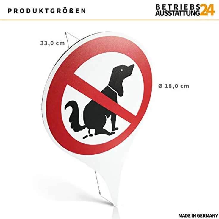 Betriebsausstattung24 Erdspieß Verbotszeichen "Hier kein Hundeklo", Aluminium-Verbundplatte, Wetterfest, Ø 18,0 cm, Höhe 33,5 cm, für Außeneinsatz – Bild 2