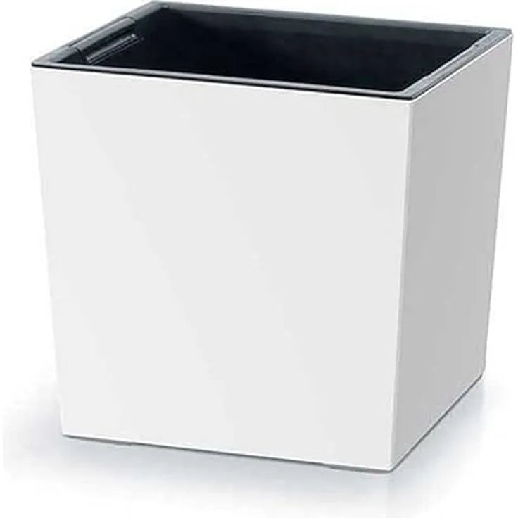 Prosperplast 2in1 Blumentopf mit Innenkübel Übertopf Pflanzentopf Kräutertopf Pflanzkübel Kunststoff Quadratisch 29,5 cm x 29,5 cm x 29 cm (Weiß)