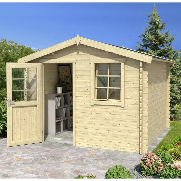 LASITA MAJA Gartenhaus Nina 230, BxT: 307x250 cm, massives Fichte Blockbohlenhaus mit Einzeltür und Einzelfenster, naturfarben