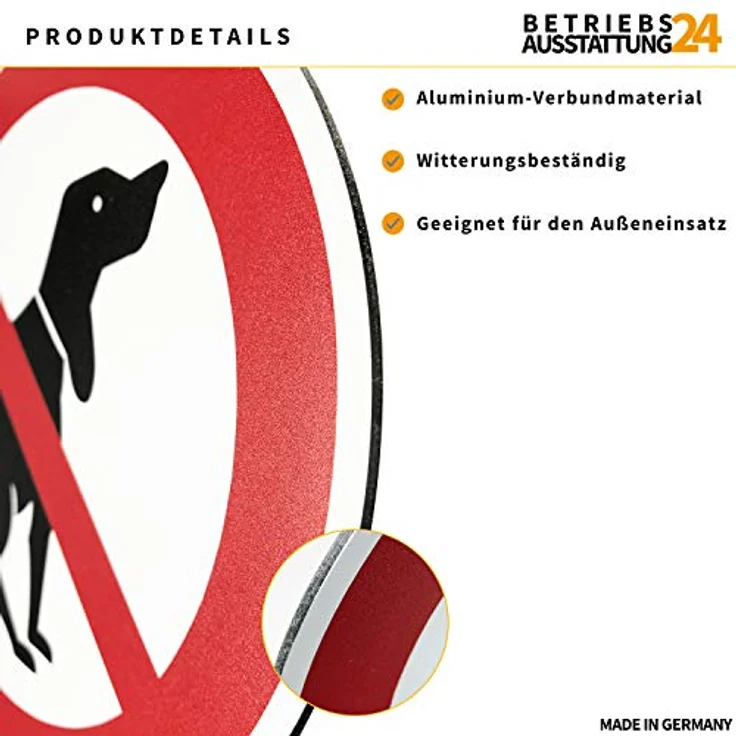 Betriebsausstattung24 Erdspieß Verbotszeichen "Hier kein Hundeklo", Aluminium-Verbundplatte, Wetterfest, Ø 18,0 cm, Höhe 33,5 cm, für Außeneinsatz – Bild 3