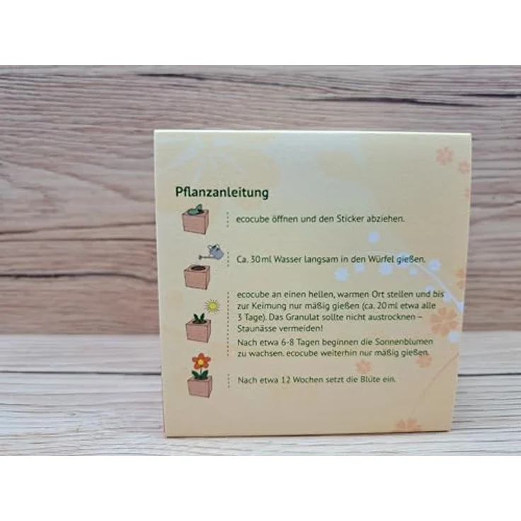 Feel Green Ecocube Sonnenblume 296268, Bio-Zertifiziertes Anzuchtset mit 100% Eco Friendly Materialien, Pflanzen im Holzwürfel, Made in Austria – Bild 3