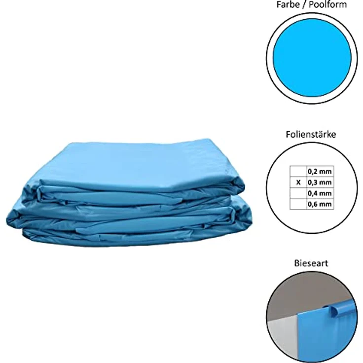 Waterman Poolfolie Ersatzfolie Rundbecken 500x120cm - Dicke 0,3mm - overlap - blau – Bild 3