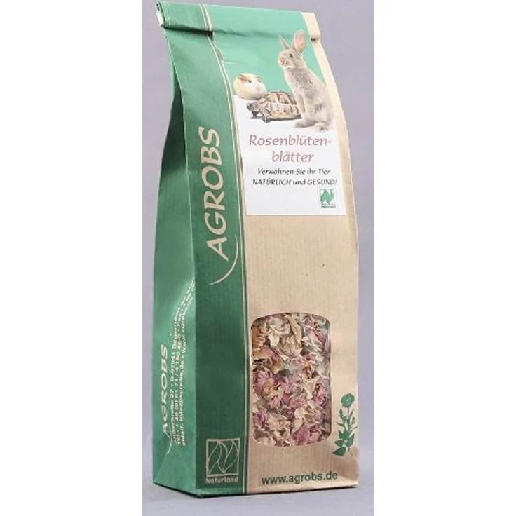 Agrobs Rosenblütenblätter, Zusatzfutter für Nager und Schildkröten, 100 g