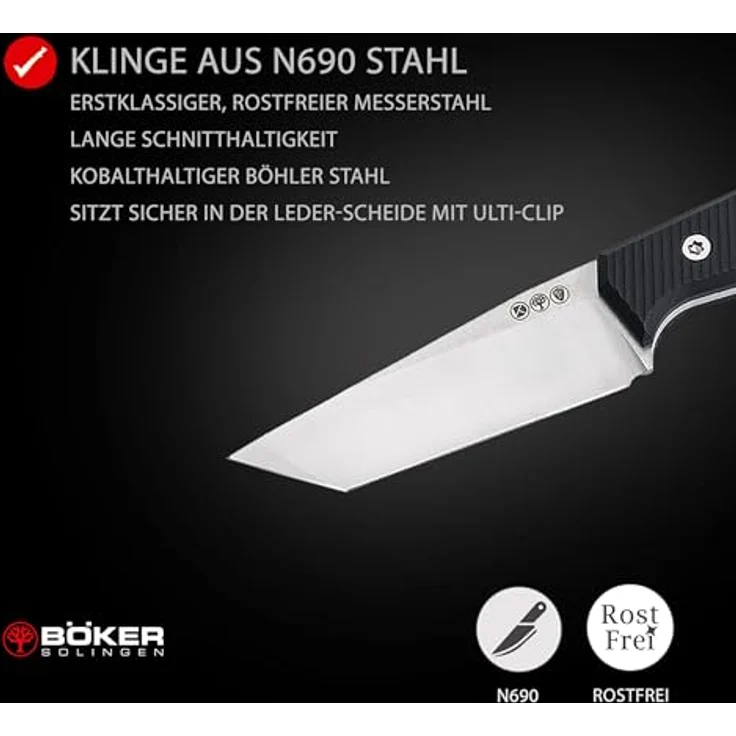 Böker Solingen® Daily Knives AK1 American Tanto - EDC Messer in Schwarz mit N690 Böhler-Stahl Klinge – Bild 3