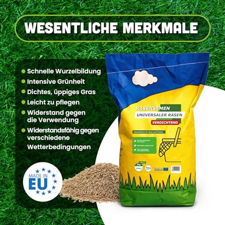 ARPON Rasensamen Schnellkeimend, 10kg für 400m², robust & pflegeleicht, dichtes sattgrünes Gras, ideal für Neuaussaat & Nachsaat von April bis September – Bild 2