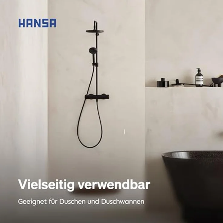 Hansa Basicjet Handbrause, 3-strahlig schwarz matt, Eco-Durchfluss, Anti-Kalk-Technik, Ø 95 mm – Bild 5