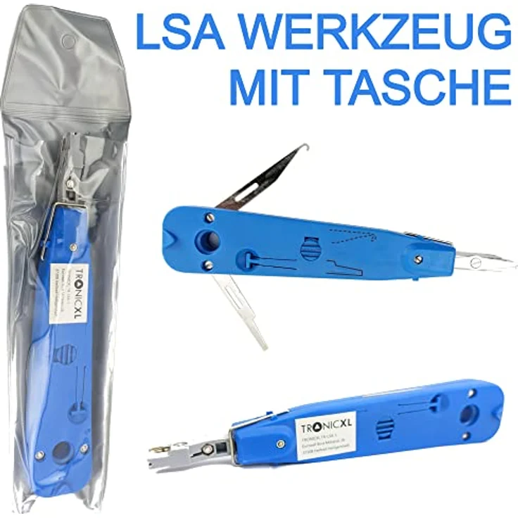TronicXL LSA Auflegewerkzeug Profi mit integrierter Schere, Kabelabisolierer und Einstellbarem Anpressdruck, für Twisted Pair-Netzwerkkabel – Bild 3