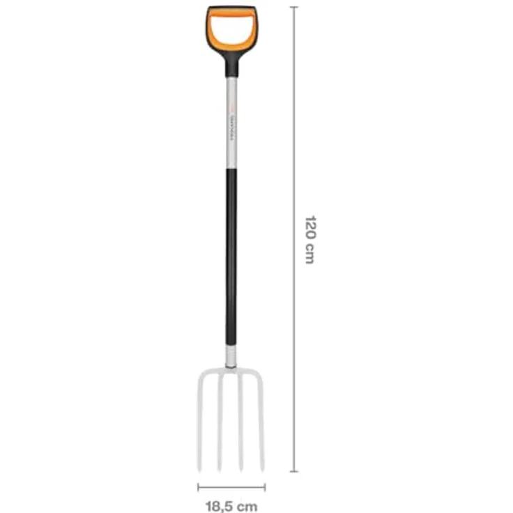 Fiskars Xact Spatengabel, 120 cm, 4 Zinken für harte Böden, Qualitätsstahl-Zinken, Glasfaserverstärkter Kunststoff-Stiel, Schwarz/Orange, 1070716 – Bild 3