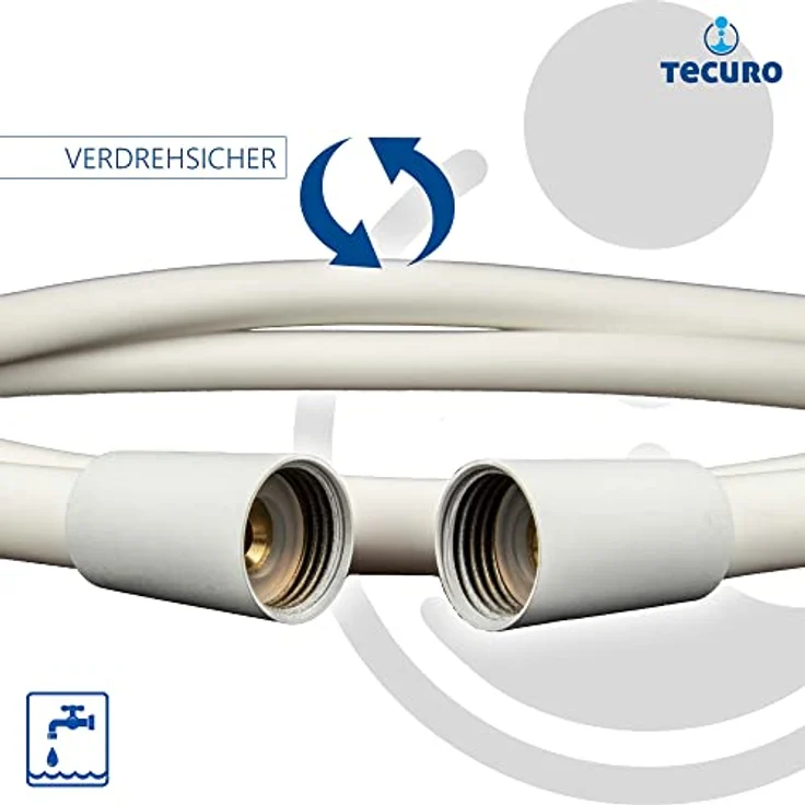 tecuro Brauseschlauch PREMIUM Duschschlauch, matt weiß, mit glatter Oberfläche und schweren Messing-Anschlüssen – Bild 3