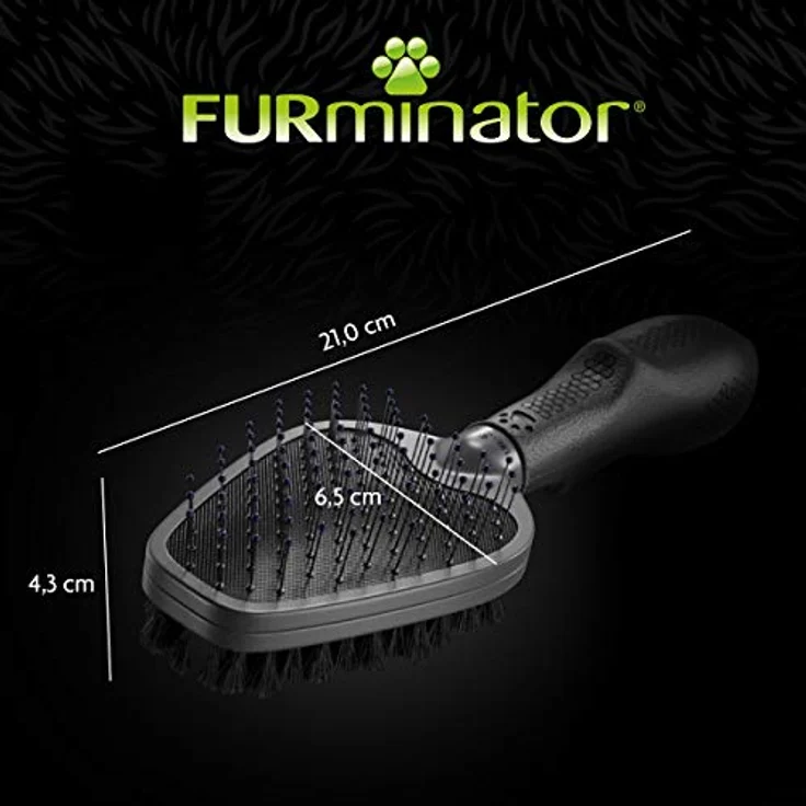FURminator Doppelbürste für Hunde und Katzen - Fellpflege 2in1-Bürste zur Entfernung von Knoten, losen Haaren und Schmutz , Grau – Bild 4