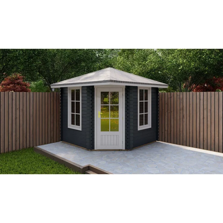 Finn Art Blockhaus 5-Eck Gartenhaus Norwegen 28, Holz 3x3m mit 40mm Wandstärke, BxT: 260x260 cm, ohne Fußboden und Dacheindeckung