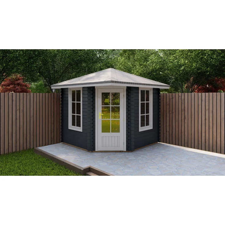 Finn Art Blockhaus 5-Eck Gartenhaus Norwegen 28, Holz 3x3m mit 40mm Wandstärke, BxT: 260x260 cm, ohne Fußboden und Dacheindeckung