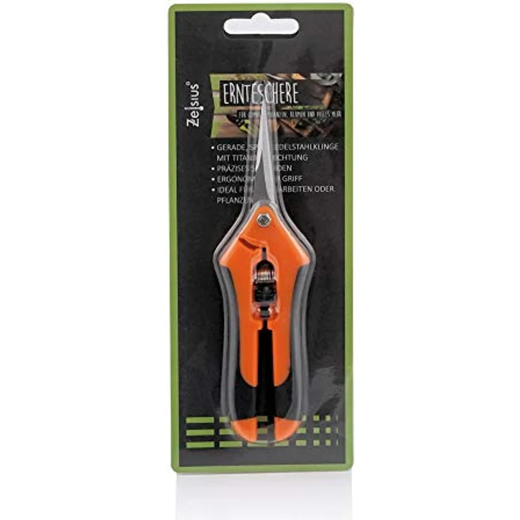 Zelsius 2er Set Ernteschere | Gerade, Spitze Klinge | Orange/Schwarz | Gartenschere Rosenschere Pflanzenschere Leseschere Grow Schere – Bild 4
