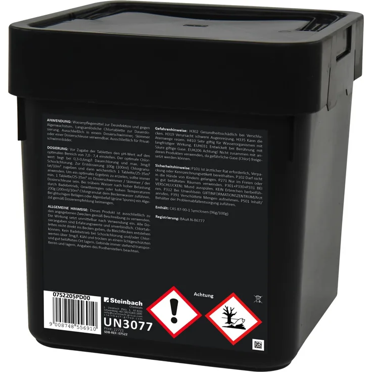 Steinbach Pool Professional Chlortabs 200 g, organisch, langsamlöslich, 5 kg für Privatschwimmbäder