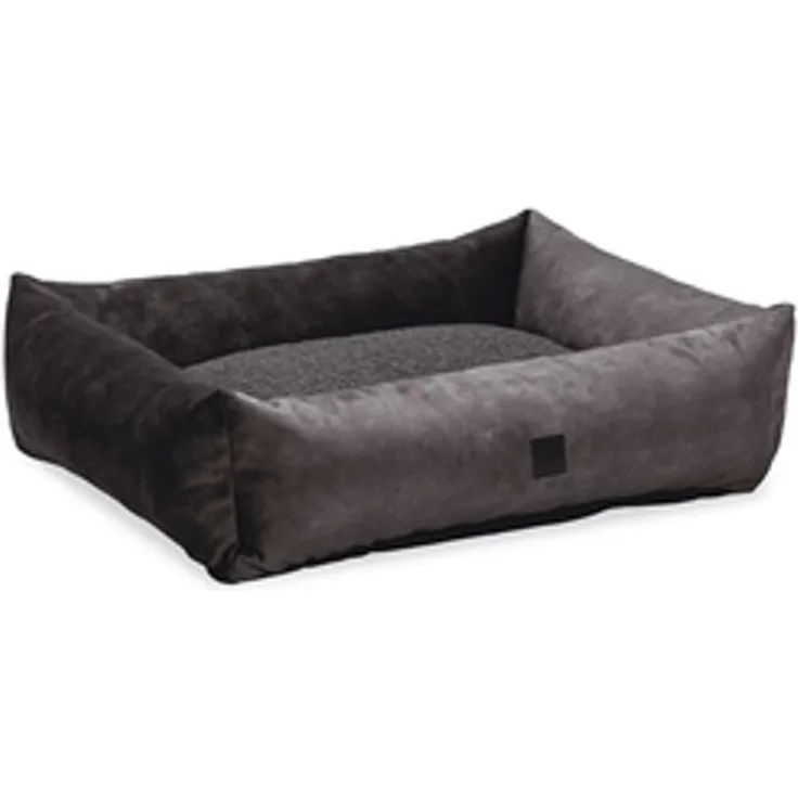 Designed By Lotte Tierbett Yndis - Hundebett - Anthrazit - Luxuriöses Hundebett mit Flockenfüllung und Anti-Rutsch-Boden, 80x70x22 cm