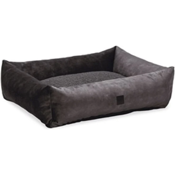 Designed By Lotte Tierbett Yndis - Hundebett - Anthrazit - Luxuriöses Hundebett mit Flockenfüllung und Anti-Rutsch-Boden, 80x70x22 cm