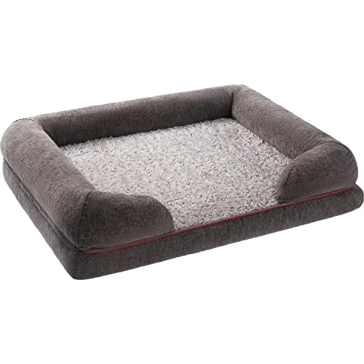 Petstuff Orthopädisches Hundebett, Bezug abnehmbar & waschbar, rutschfest, flauschig, Farb- u. Größenwahl, dunkelgrau, S