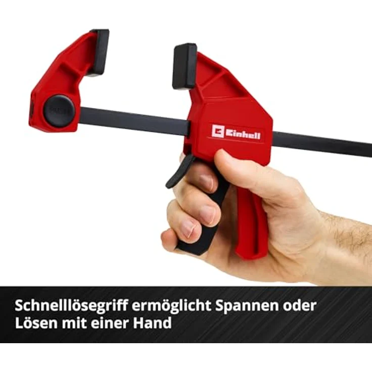 Einhell Einhandzwinge 930122, 900 mm Spannweite, 150 kg Spannkraft, werkzeuglos umbaubar zur Spreizzwinge, Schwarz – Bild 3
